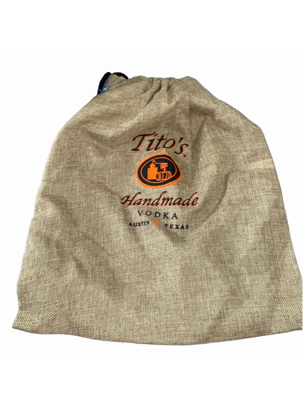 Unisex Tito's Handmade Vodka Burlap Look Drawstring Bag One Size Beige Black